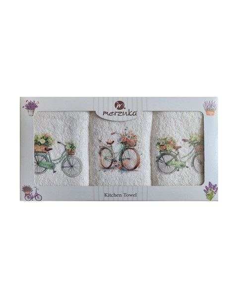  30 x 5O cm Mutfak Havlusu Seti BİSİKLET BASKILI 3'LÜ set