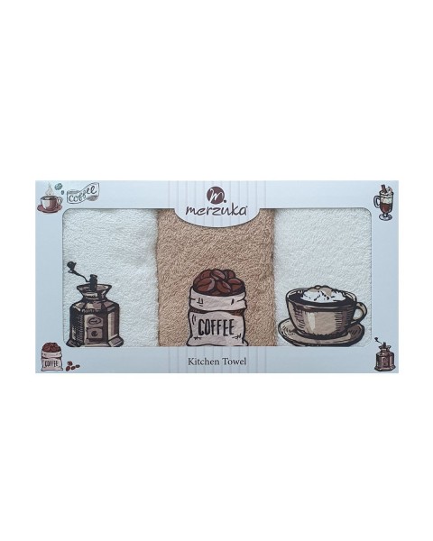 30 x 5O cm Mutfak Havlusu Seti KAHVE BASKILI 3'LÜ set