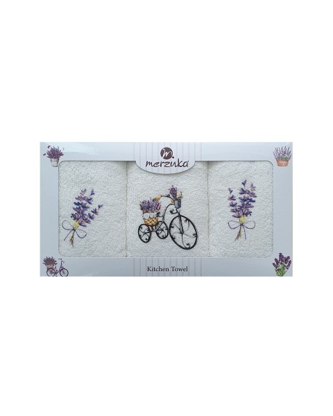  30 x 5O cm Mutfak Havlusu Seti   LAVANTA BASKILI 3'LÜ set