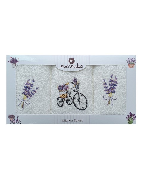  30 x 5O cm Mutfak Havlusu Seti   LAVANTA BASKILI 3'LÜ set